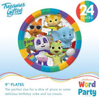 Treasures Gifted Officially Licensed Jim Henson’s Word Party Birthday Supplies - Serves 24 Guests Dinnerware Classic Set Word Party Birthday Decorations - Word Party Decorations Plates Napkins & Cups - Image 2