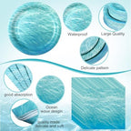 Funnymoom 452 Pcs Ocean Sea Birthday Party Decorations Include Ocean Waves Paper Plates Napkins Cups Tablecloth Cutlery Straws Sea Theme Party Supplies for Birthday Baby Shower - Image 3