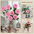 100PCS Dark Pink Artificial Flowers Realistic Roses, Real Looking Fake Roses with Stem for DIY Wedding Bouquets Centerpieces Bridal Shower Party Home Romantic Decorations (Dark Pink, 100pcs) - Image 4