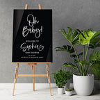 Andaz Press 16"x20" Black Acrylic Personalized Baby Shower Welcome Sign, Gender Neutral Large Oh Baby Sign for Easel Stand, Baby Shower Decorations - Image 2