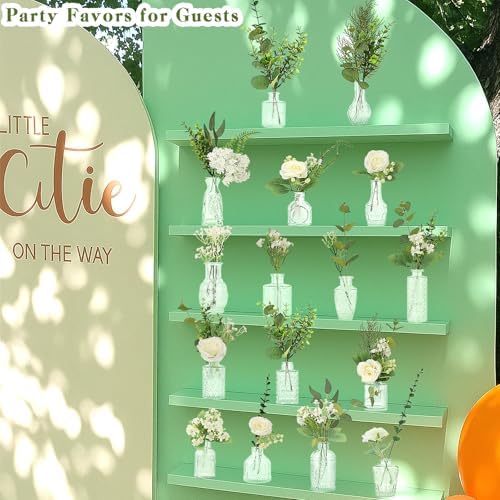 WARMALL Artificial Flowers with Vases, 16 Pcs Bud Vases, & 81 Pcs Artificial Plants DIY Set Suitable for Centerpieces Table Weddings Party Office and Indoor Decor Mini Small Glass Clear(White) - Image 6
