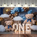 Happy 1st Birthday Backdrop Hot Air Balloon Bear Baby Shower Photography Background Newborn Baby Shower First Birthday Banner Baby Boys One 1st Birthday Party Decorations Supplies(D, 9x6feet) by XUNJIN+NO.1