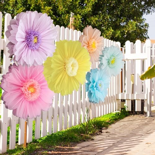 Giegxin 6 Pcs 31.5" 24" Pastel Giant Paper Flower, Fancy Princess Pom Pom - Image 5