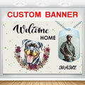 Custom Welcome Home Banner Decoration,Dog Theme Welcome Back Home Yard Sign for Outdoor Decor, Military Homecoming Deployment Returning Party Supplies(5x7.5ft) by AUBAO