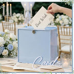 BreezeHug 10" Baby Blue Acrylic Wedding Card Box with Lock & DIY Letters - Image 3