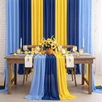 Boao 6 Pcs Amalfi Coast Blue Yellow Lemon Decorations Chiffon Table Runner - Image 4