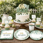 286Pcs Sage Green Baby Shower Decorations Kit, Gender Neutral Party Supplies with Balloon Arch, Backdrop, Plates, Napkins, Sash, Letter Boxes, Tablecloth, Serves 20 - Image 4