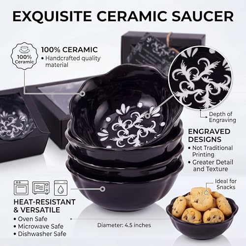 Teenyyou 50 Sets Gothic Wedding Favors, Black Ceramic Bowls with Gift Box - Image 3