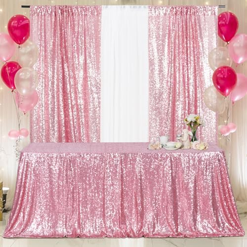 Poise3EHome Fuchsia Pink Sequin Tablecloth 90×156 Inch Rectangle Sparkly Fabric Table Cloth for Birthday Wedding Party Valentine Holiday Baby Shower Christmas Decoration - Image 3