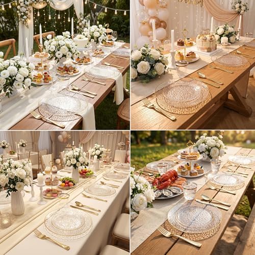 175PCS Clear Plastic Plates for 25 Guests, Disposable Plates for Party, Heavy Duty Disposable Plate Set Include: 25 Dinner Plates, 25 Dessert Plates, 25 Cups and Cutlery for Wedding & Party - Image 7
