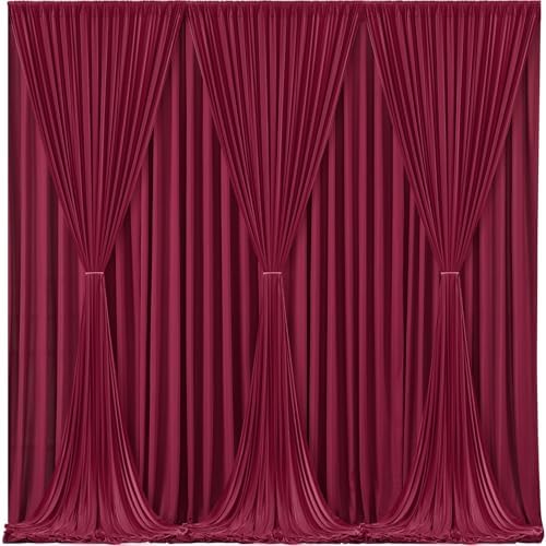 Burgundy Backdrop Curtains 6 Panels - Wrinkle-Free Polyester Photography Drapes for Baby Shower & Birthday Party - 24 X 10FT - Image 2