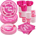 Kochorie 400 Pieces Let's Go Girls Party Tableware Sets Including Disposable Paper Plates Cups Napkins Cutlery Serves 50 for Birthday Disco Pink Cowgirl Bachelorette Party Decorations by Kochorie