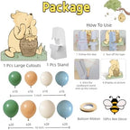 131PCS Classic Winnie Baby Shower Birthday Decorations Large Winnie Coroplast Cutout with Stand, Neutral Balloons Arch& Bee Stickers for Gender Reveal, First Birthday, Photo Props & Pooh Party - Image 2