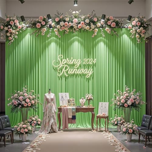 20x10ft Sage Green Backdrop Curtain Panels for Parties - Wrinkle Free Polyester Photo Curtain Backdrop Wedding Back Drop Fabric Drapes for Party Decorations Background for Photography - Image 3