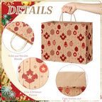 Gueevin 24 Piece Large Christmas Kraft Gift Bags with Handle 12.5 x 10 x 4.5 Inch Xmas Holiday Paper Treat Candy Goodie Bags with Snowflake Elk Socks Patterns for Christmas Party Favor Present Giving - Image 5
