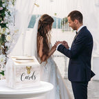 Yamahiko Card Box Wedding Card Box for Reception, Vintage Large Wedding Gift Card Holder Box with Heart Lock, Big Wedding Card Envelope Holder Box with Lid Wood Card Box for Wedding Party, White - Image 5