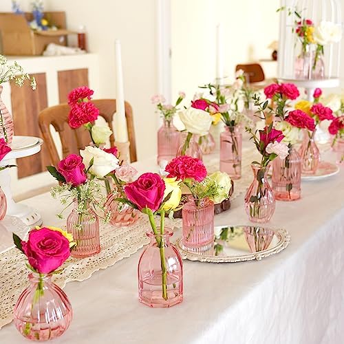 Pink Glass Bud Vases in Bulk 24 Pink Vase Small Vases for Decor - Image 3
