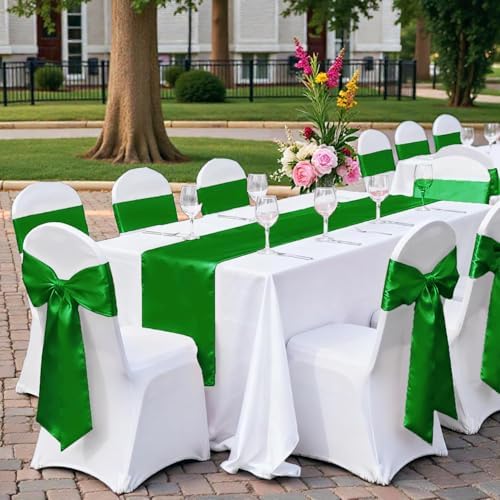 MDS® Pack of 100 Satin Chair Sashes for Wedding & Events – Green - Image 6