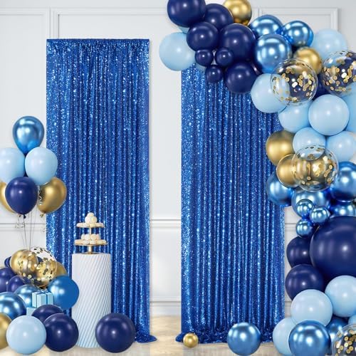 Royal Blue Curtain Panels Sequin Backdrop 6 Pieces 2ftx8ft Sparkly Curtain - Image 2