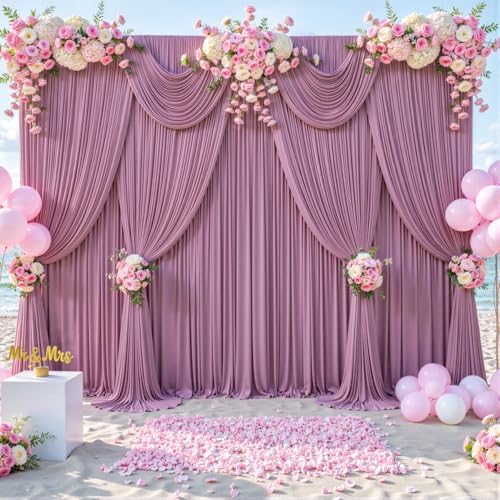 30ft x 10ft Dusty Pink Backdrop Curtain for Parties Rose Wrinkle Free Backdrop Drapes Panels for Baby Shower Birthday Party Wedding Photo Photography Polyester Fabric Background Decoration - Image 3