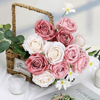 48 PCS Roses Artificial Flowers Champagne & Dusty & Dark Pink - Image 5