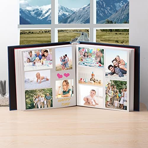 HoneyTolly Large Photo Album Self Adhesive, DIY Scrapbook Album for 600 Photos, 13"x12.6" 120 Pages Linen Cover Memory Book(Blue) - Image 4