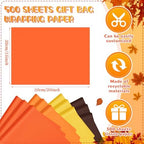 500 Sheets Orange Brown Tissue Paper 15x20 Inch for Thanksgiving Gift Bags - Image 3