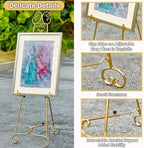 Metal Large Free Standing Adjustable Display Stand Scroll Easel with Chain Support, Gold Easel Stand for Sign, Heavy Duty Easel for Mirror, Wedding, Picture Frame (No Installation Required) - Image 3
