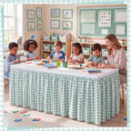 Back to School Green Gingham Teacher Desk Skirt for Classroom - Image 5