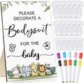 Handepo 26 Pcs Baby Shower Games DIY Bodysuit Set 1 Wooden Sign 15 White Bodysuits 10 Fabric Markers for Birth Decorating Kit(Woodland Animal) by Handepo