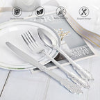 N9R 300PCS Silver Plastic Silverware, Vintage Disposable Utensils & Cutlery - Image 3