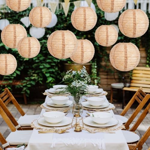 Hortsun 24 Pcs Print Burlap Paper Lanterns Classroom Decor,8/10/12 Inch - Image 6