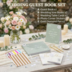 Wedding Guest Book and Vow Book Set Sage Green Linen Photo - Image 5