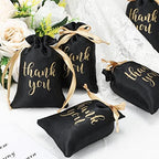 Roowest 5 x 7 Inch 100 Pcs Thank You Satin Gift Bags, Black - Image 4