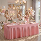 2 Packs Dusty Rose Spandex Tableclothes for 4 Foot Rectangle Tables, Wrinkle Free 4ft Fitted Table Cover Stretch Table Cloth Desk Skirt for Weddings Baby Shower Birthday Party Banquet Decorations - Image 4
