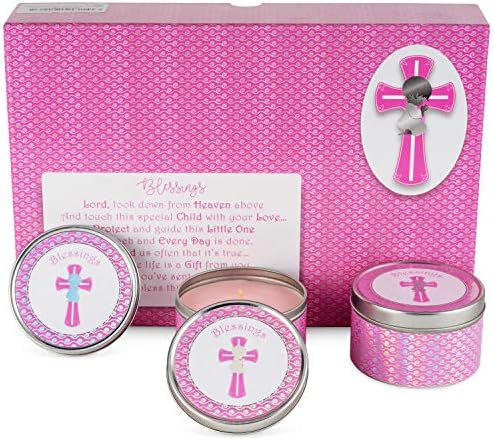 Premium Baptism Favors for Girls | Unique Christening Favors with Soy Wax Candle | First Communion Favors | Christian Party Favors Gift Set for Guests | 6-Pack Blessings Candle Set by MajesticZen