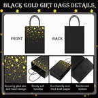 32Pcs Black and Gold Gift Bags with 32 Tissue Paper Heart Stars Dots Styles - Image 3