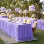 6 Pack Lavender Tablecloth for 8 Foot Rectangle Tables Tulle Table Skirt - Image 5