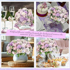 Tigeen 24 Bundles Artificial Flowers Bouquet Silk Peonies, Purple - Image 6