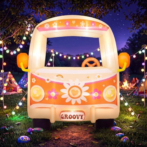 Soulchen 6FT Inflatable Hippie Bus Photo Booth Groovy 60s 70s Decoration by Soulchen