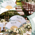 Wenqik 100 Sets Greenery Hand Folding Fans,Wedding Party Favors for Guests - Image 6
