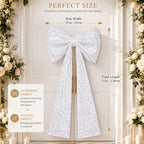 PartyPosh Oversized White Velvet Sequin Bow 51"x25" - Image 2