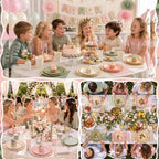 144 Pcs 48 Guests Sage Green and Pink Paper Plate and Napkin Party Supplies - Image 6