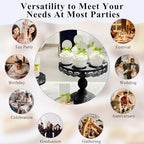 Set of 9 Cake Stands Metal Cupcake Stand Set Multiple Styles Candy Fruit Display Tower Dessert Plate Cake Serving Tray for Birthday Party Wedding Anniversary Baby Shower Engagement (Black) - Image 4
