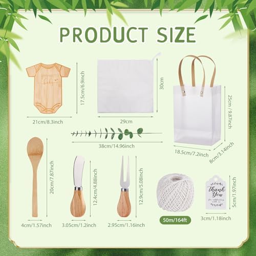 Baby Shower Prizes for Game Winners Bodysuit Shaped Cheese Board Gift with Spoons Butter Spreaders Gift Bags Kitchen Towels Bridal Shower Party Favors for Guests (Bodysuit Shaped, 12 Sets) - Image 4