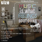 Music Is What Feelings Sound Like Neon Sign Music Neon Light with Bracket - Image 3