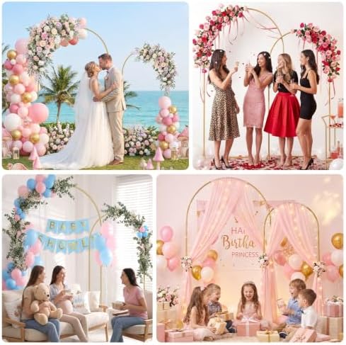 Metal Balloon Arch Backdrop Stand 7.2FT and 6FT, Set of 2, Gold - Image 7