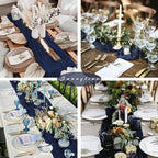 12 Pieces Navy Blue Cheesecloth Table Runners 10FT Gauze Fabric Runner for Tables Boho Table Runner Decoration Rustic Sheer Runner for Wedding Birthday Baby Bridal Shower Party (35 x 120 Inches Long) - Image 6