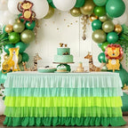 Hawaiian Green Table Skirts Ruffled Tutu Tablecloth for St. Patrick's Day Luau Hawaiian Tropical Beach Party Island Theme Decorations Mint Grass Green by Besutolife