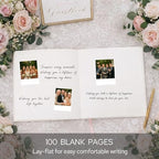 FEELOVE Wedding Guest Book with Embroidered Cover - 8.2" x 8.2" Elegant Guest Book for Party, Wedding Reception, Bridal Shower, Memorial, and Anniversary - Image 5